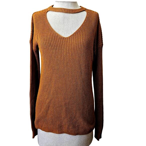 Brown V Neck Sweater Size Medium - Picture 1 of 5